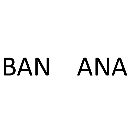 Le mot BANANA est coupen deux, comme la banane d'un banana split.